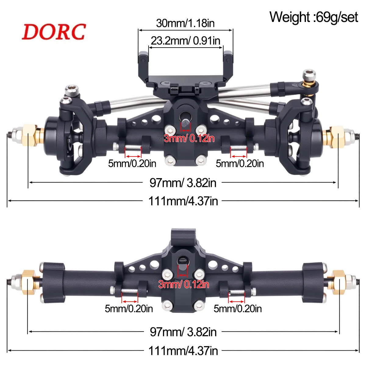Rc Hobby Crawler - مجموعة محاور بلاستيكية مع قاعدة تثبيت